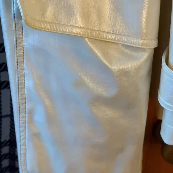 Burberry Bonnie Belt Raincoat Iridescent Cream Detachable Hood Snap Size 12 READ - Picture 16 of 16